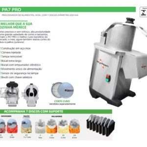 Multi Processador De Alimentos 7 Discos Pa7 Pro Skymsen Bivolt - Image 5